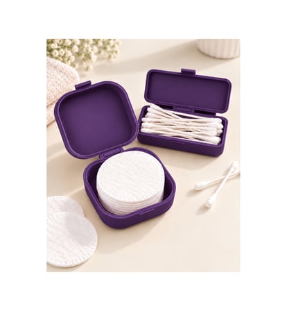 Kulak Çubuğu Ve Pamuk Seyahat Kabı 3d Baskı Taşınabilir Hijyenik Organizer Mor