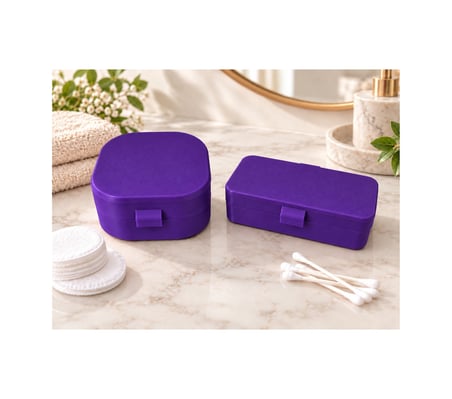 Kulak Çubuğu Ve Pamuk Seyahat Kabı 3d Baskı Taşınabilir Hijyenik Organizer Mor