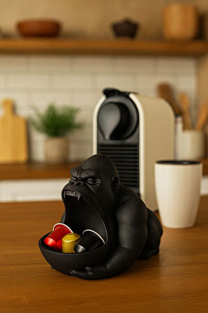 3D Reçine Goril Figürlü Takı Organizer, Yüzük, Bileklik ve Kolye Sunumluk 16 x 14 cm