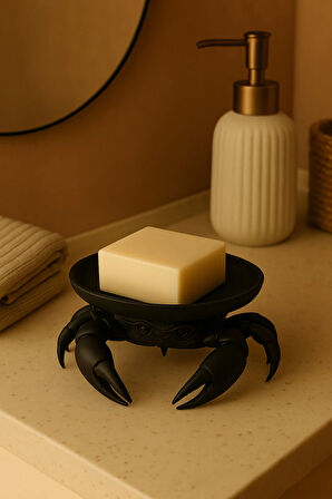 Dekoratif Yengeç Figürü Siyah Pratik Ev Gereçleri Çok Amaçlı Sunum Tabak 16 X 16 Cm