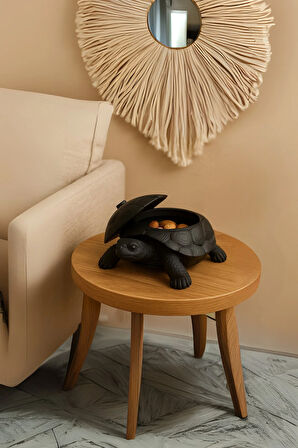 3D Kaplumbağa Figürlü Kapaklı Dekoratif Obje Takı Organizeri, Lokumluk ve Sunumluk