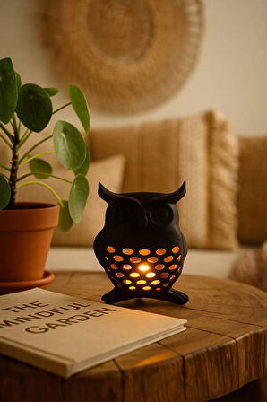 3D Dekoratif Baykuş Mumluk, Tealight Mumluk, Bohem Rustik Ev Dekoru, Hediyelik Romantik Aydınlatma