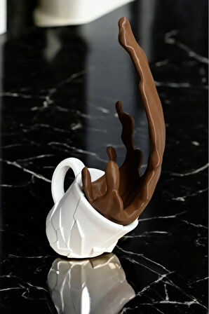 Dökülen Kahve Figürü Dekoratif Obje Biblo Kahve Sıcak Çikolata Figür Hediye ( vegan üretim )