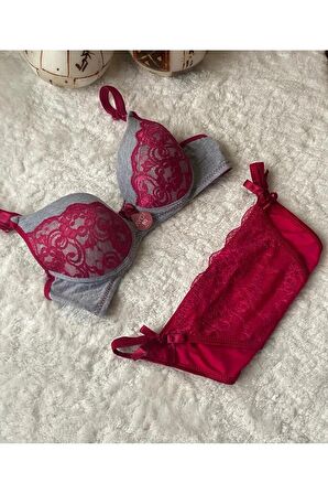 SÜTYEN KÜLOT TAKIMI Beden 80B Renk GRİPEMBE