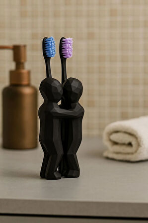3D Hediye Çiftler İçin Diş Fırçalığı Minimalist Banyo Aksesuarı Geri Dönüştürülmüş PLA 13 X 9 cm