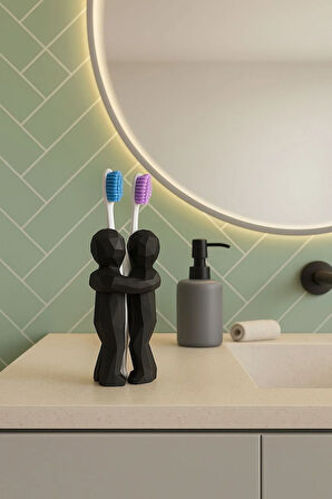 3D Hediye Çiftler İçin Diş Fırçalığı Minimalist Banyo Aksesuarı Geri Dönüştürülmüş PLA 13 X 9 cm