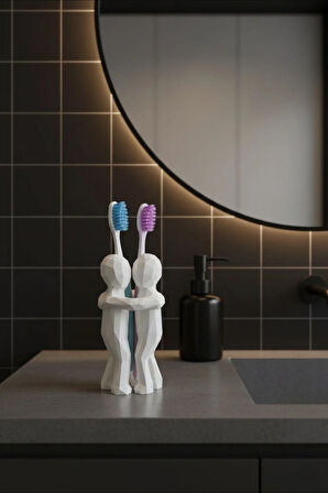 3D Hediye Çiftler İçin Diş Fırçalığı Minimalist Banyo Aksesuarı Geri Dönüştürülmüş PLA 13 x 9 cm