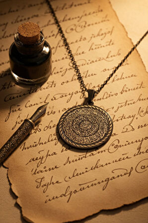 Siyah Hilye-i Şerif Yazılı Paslanmaz Kararmaz Çelik Kolye Çelik Zincir (Unisex)