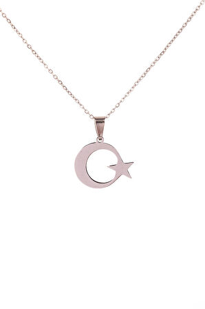 Gümüş Renk Ay Yıldız Çelik Kolye Kararmaz Paslanmaz Çelik Anlamlı ve Şık (Unisex)