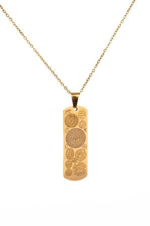 Altın renk Dikdörtgen Altın Kaplama Dualı Çelik Kolye Çelik Zincirli kararmaz paslanmaz silinmez