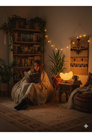 Ayışığı Tasarım Masa Lambası Altın Detaylı Abajur Loş Amber Işık, Rustik Ampul Hediyeli 20 x 37 cm