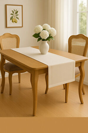 Lüks Gardenya Keten Runner Şık Dekoratif Masa Örtüsü 35x150 cm