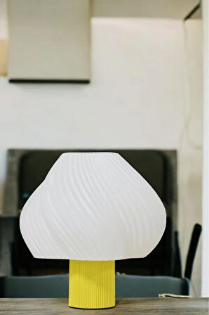 Modern Tasarım Abajur Masa Lambası Aydınlatma Aura Modern Komidin Sarı Beyaz