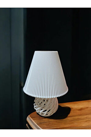 Twıster Model Özel Tasarım Abajur ve Masa Lambası Beyaz