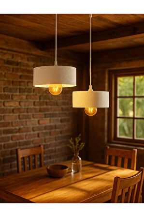 İkili Beton Görünümlü Oval Avize Sarkıt, Toz Tutmayan, Vegan, Oturma Odası Salon Mutfak Çocuk Odası