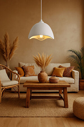 Şapka Form Beton Görünümlü Sarkıt Avize