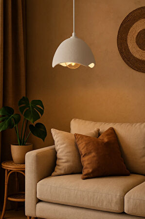 Şapka Form Beton Görünümlü Sarkıt Avize