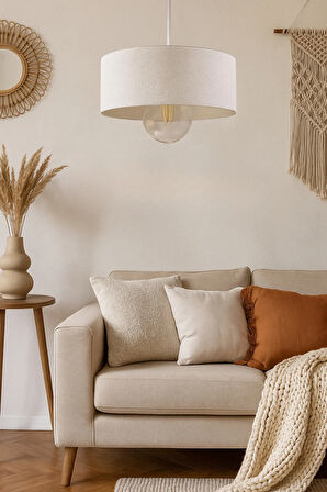 Oval Lüks Beton Görünümlü Modern Avize Vegan Toz Tutmayan Salon, Mutfak, Oturma Odası