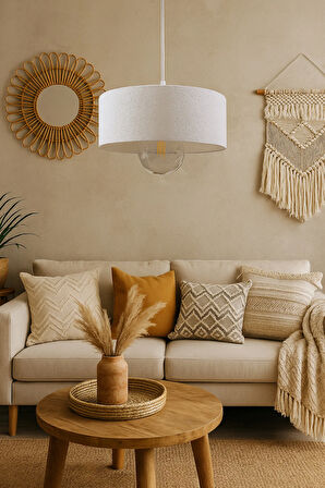 Oval Lüks Beton Görünümlü Modern Avize Vegan Toz Tutmayan Salon, Mutfak, Oturma Odası