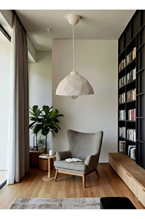 Modern Mozaik Desen Özel Beton Görünümlü Doku Rustik İç Desenli Sarkıt Avize Vegan