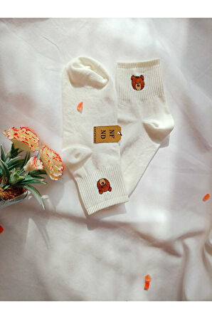 2 ÇİFT DİKİŞSİZ PAMUK ÇORABI SOKET YUMUŞAK KADIN EKRU KREM ÇORAP HEDİYE 36-40