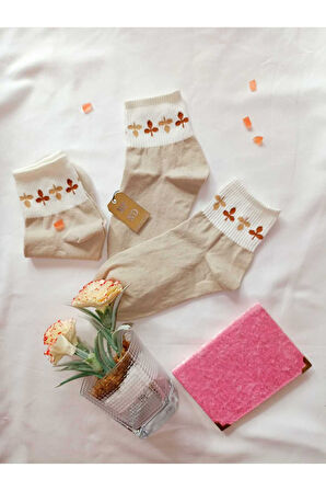 2 ÇİFT DİKİŞSİZ PAMUK ÇORABI SOKET YUMUŞAK KADIN EKRU KREM ÇORAP HEDİYE 36-40