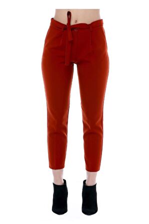 Kuşaklı Kiremit Bilek Kadın Pantolon