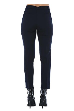 Kuşaklı Lacivert Bilek Kadın Pantolon