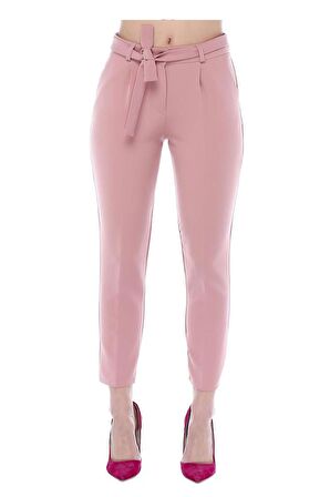 Kuşaklı Pudra Bilek Kadın Pantolon