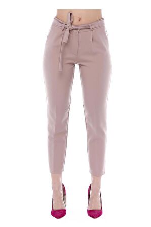 Kuşaklı Somon Bilek Kadın Pantolon