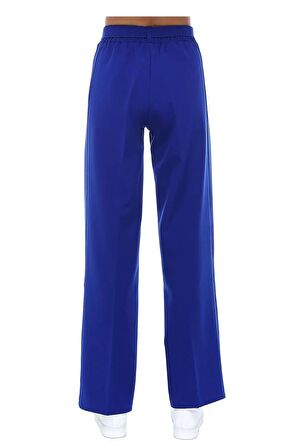 Kuşaklı Bol Paça Saks Mavi Kadın Pantolon