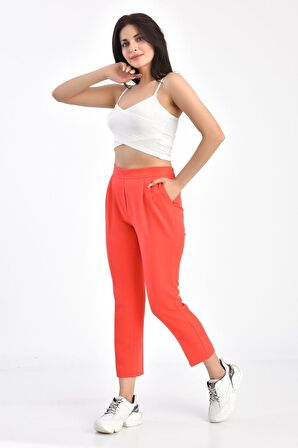 Belden Lastikli Fuşya Bilek Kadın Pantolon