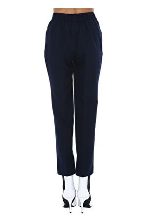 Belden Lastikli Lacivert Bilek Kadın Pantolon