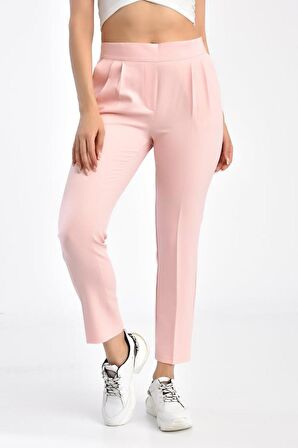 Belden Lastikli Pudra Bilek Kadın Pantolon
