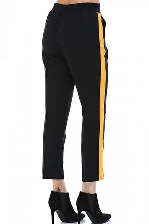Sarı Şeritli Siyah Bilek Kadın Pantolon