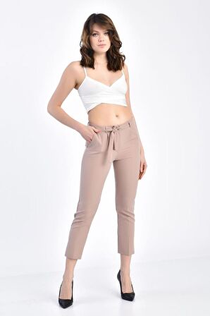 Kuşaklı Vizon Bilek Kadın Pantolon