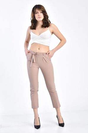 Kuşaklı Vizon Bilek Kadın Pantolon