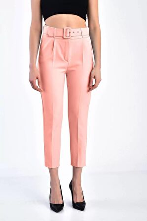 Kemerli Pudra Bilek Kadın Pantolon
