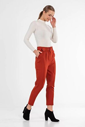 Kemerli Tarçın Bilek Kadın Pantolon