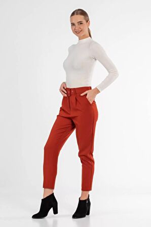 Kemerli Tarçın Bilek Kadın Pantolon