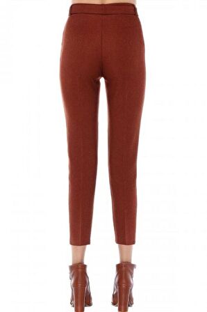 Kuşaklı Kırçıllı Kiremit Bilek Kadın Pantolon