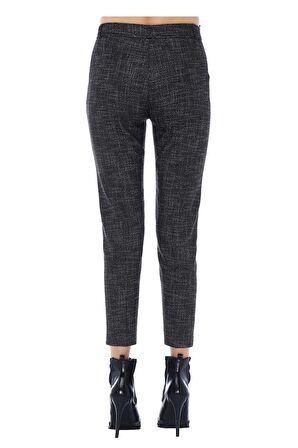 Kuşaklı Kırçıllı Siyah Bilek Kadın Pantolon