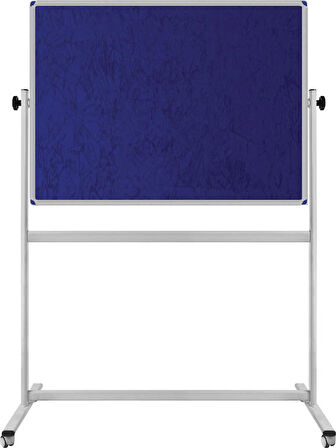 120X140 CM ÇİFT TARAFLI 360° DÖNERLİ TEKERKLİ MOBİL MAVİ KUMAŞLI PANO-PAN187