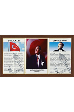 45x90 Cm Atatürk Köşesi Mdf Çerçeveli Milli Levha Tablo