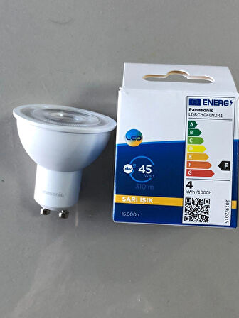 5 ADET PANASONİC  GU 10 LED SPOT 4W=45W  310 LÜMEN 3000 KELVİN SARI  15.000 SAAT