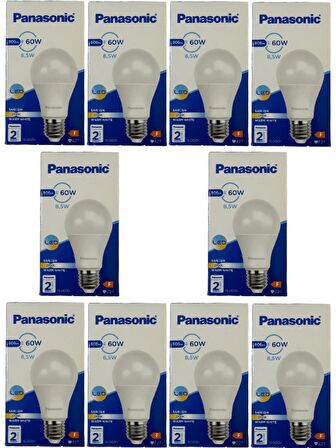 Panasonic 8,5W (60W) 2700K (Sarı Işık) E27 Duylu Led Ampul (10 Adet)