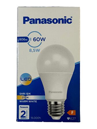 Panasonic 8,5W (60W) 2700K (Sarı Işık) E27 Duylu Led Ampul (10 Adet)