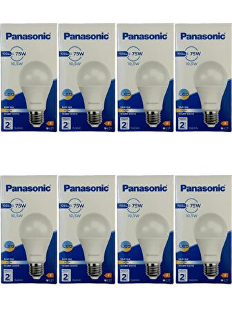 Panasonic 10,5W (75W) 2700K (Sarı Işık) E27 Duylu Led Ampul (8 Adet)