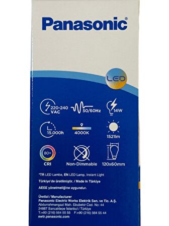 Panasonic 14W (100W) 4000K (Günışığı) E27 Duylu Led Ampul (8 Adet)