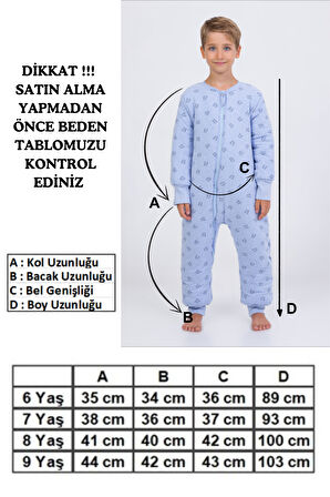 Erkek Çocuk Uyku Tulumu 6-9 Yaş Kalın Elyaf Dolgulu Premium Kalite 2.5 Tog 